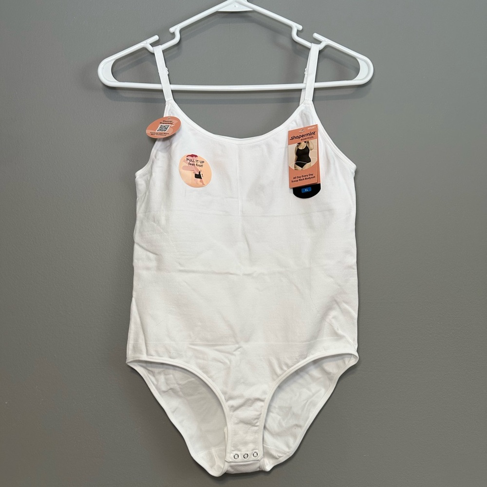 Shapermint Essentials Scoop Neck Bodysuit in White